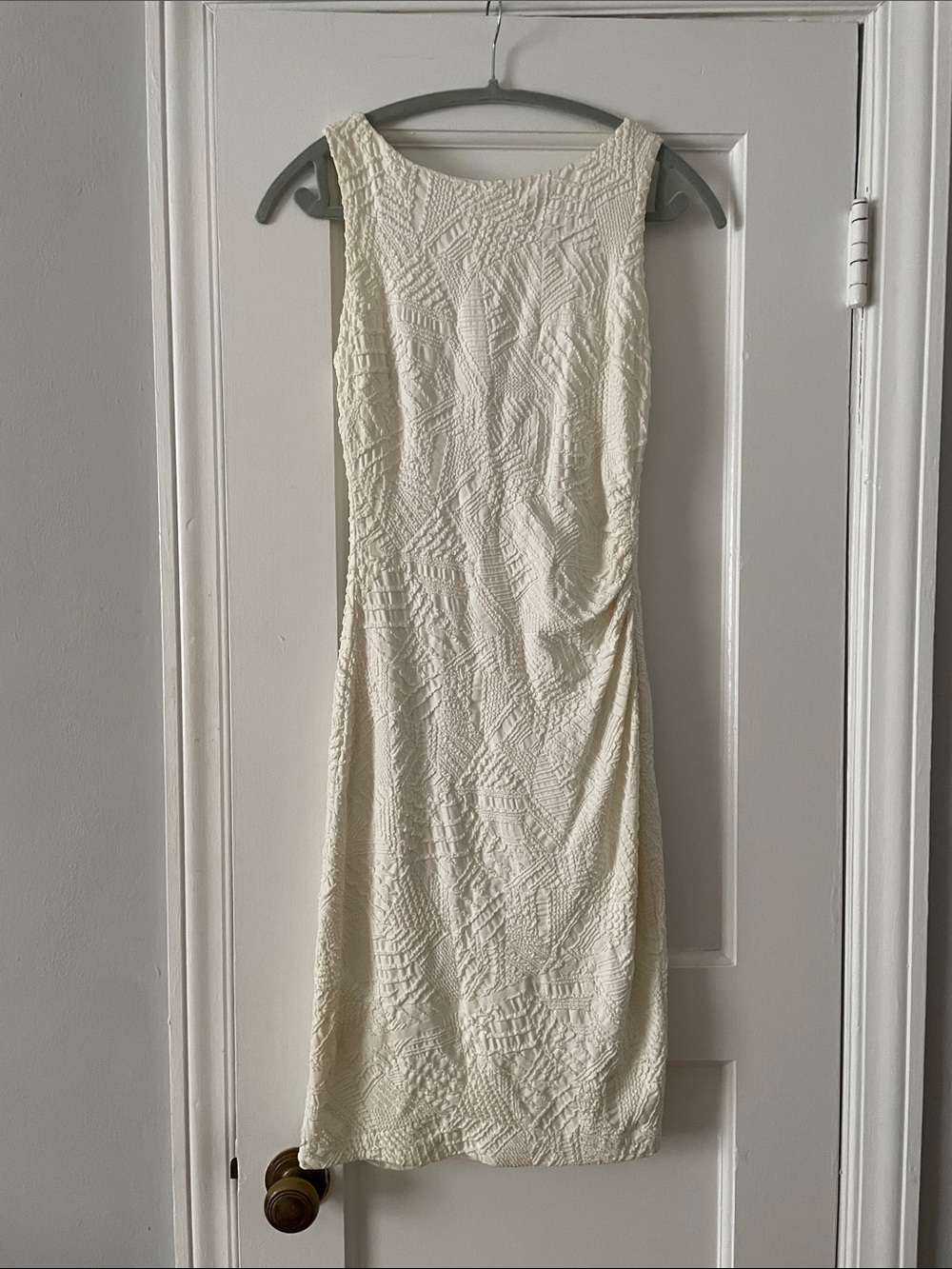 Joseph Ribkoff Cream Textured Midi Sheath Dress